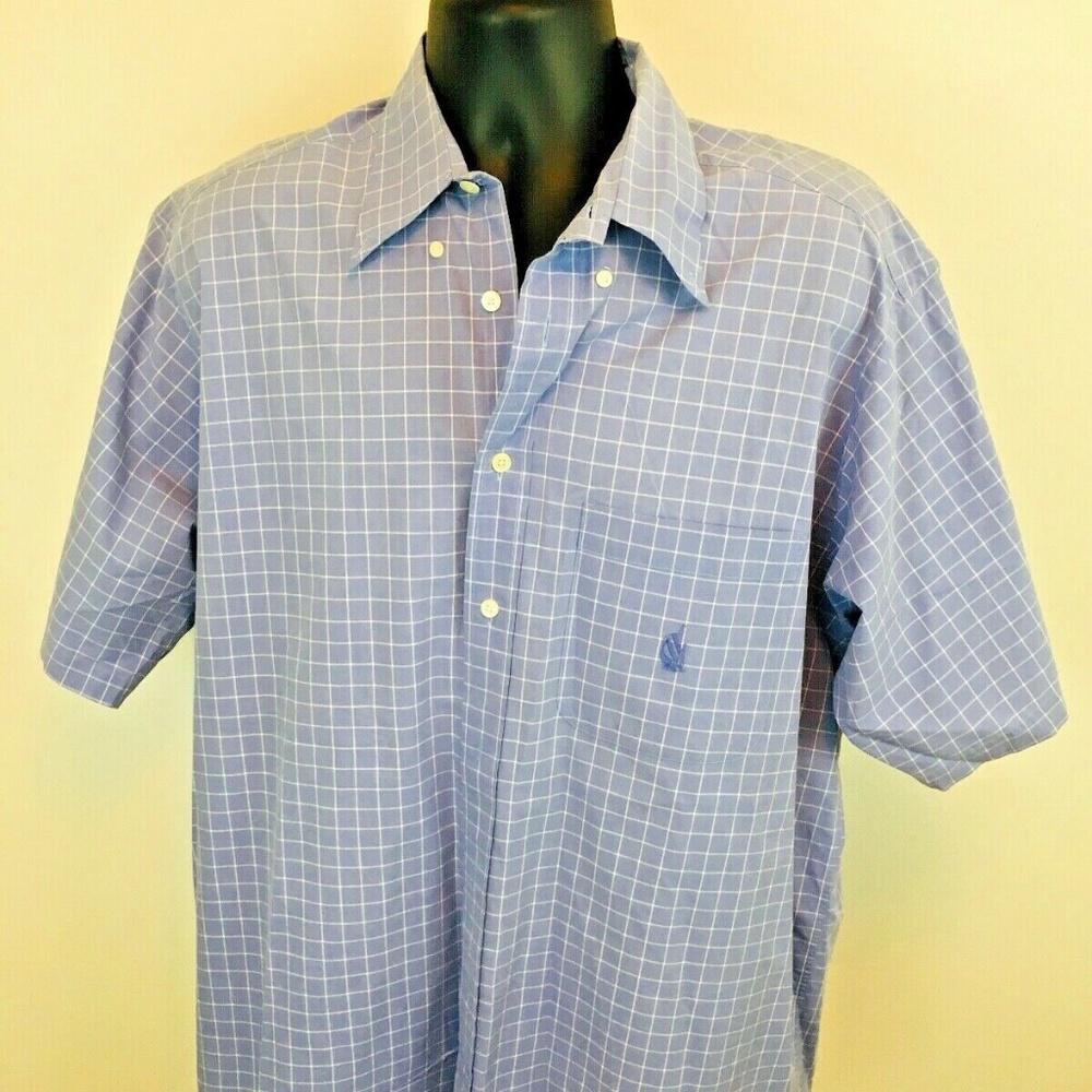 Nautica Men's Blue & White Gingham Button Shirt L